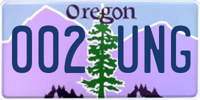 OR license plate 002UNG