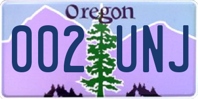 OR license plate 002UNJ
