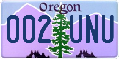 OR license plate 002UNU