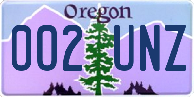 OR license plate 002UNZ
