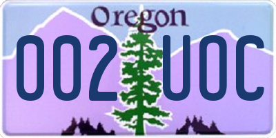 OR license plate 002UOC