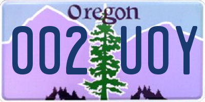 OR license plate 002UOY