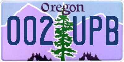 OR license plate 002UPB