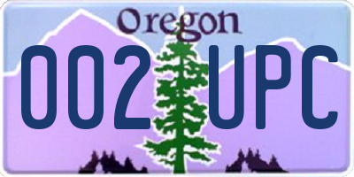 OR license plate 002UPC