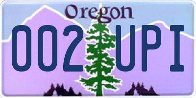 OR license plate 002UPI