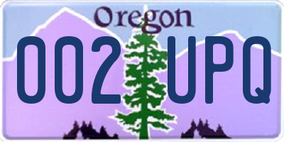 OR license plate 002UPQ
