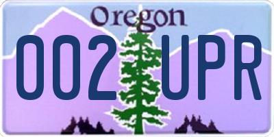 OR license plate 002UPR