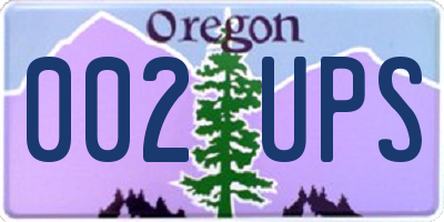 OR license plate 002UPS