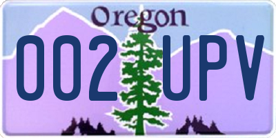 OR license plate 002UPV