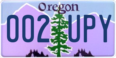 OR license plate 002UPY