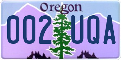 OR license plate 002UQA