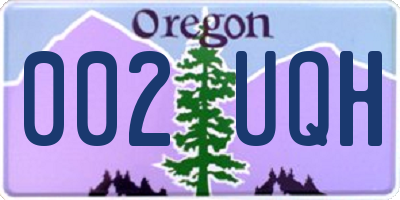 OR license plate 002UQH