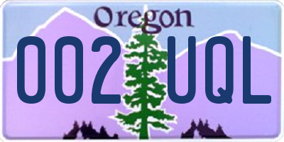 OR license plate 002UQL