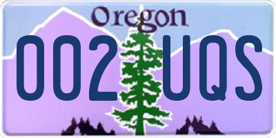 OR license plate 002UQS