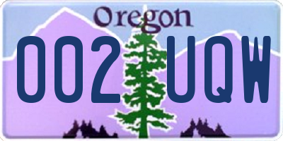 OR license plate 002UQW
