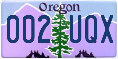 OR license plate 002UQX