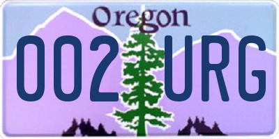 OR license plate 002URG