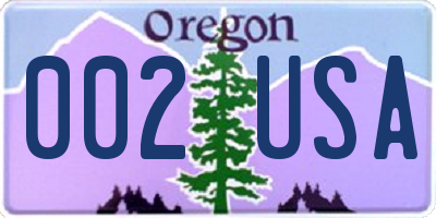 OR license plate 002USA