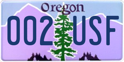 OR license plate 002USF