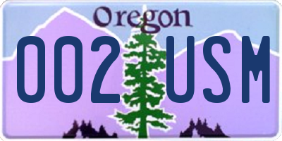 OR license plate 002USM