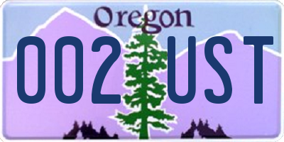 OR license plate 002UST