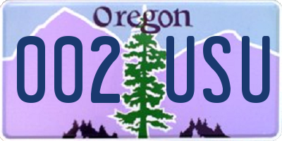 OR license plate 002USU