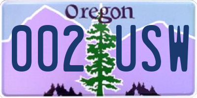 OR license plate 002USW