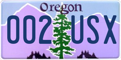 OR license plate 002USX