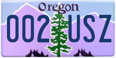 OR license plate 002USZ