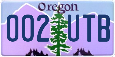 OR license plate 002UTB
