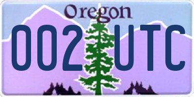 OR license plate 002UTC