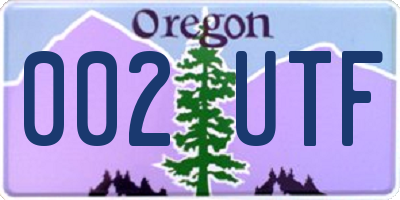 OR license plate 002UTF