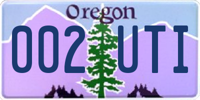 OR license plate 002UTI