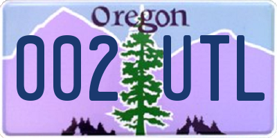 OR license plate 002UTL