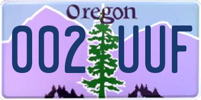 OR license plate 002UUF