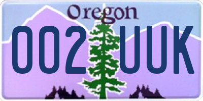 OR license plate 002UUK
