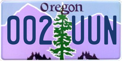 OR license plate 002UUN