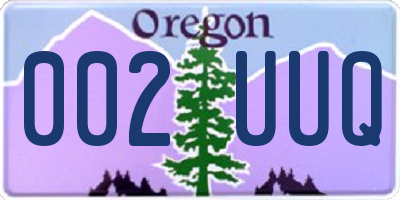 OR license plate 002UUQ