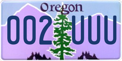 OR license plate 002UUU