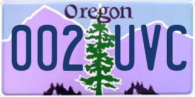 OR license plate 002UVC
