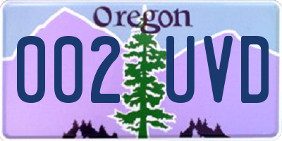 OR license plate 002UVD