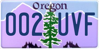 OR license plate 002UVF