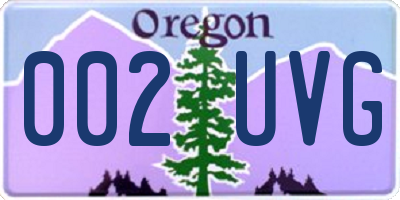 OR license plate 002UVG
