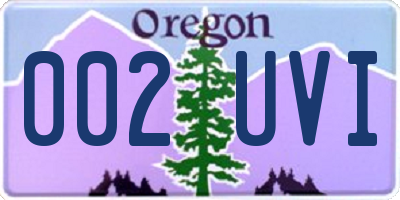 OR license plate 002UVI