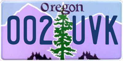 OR license plate 002UVK