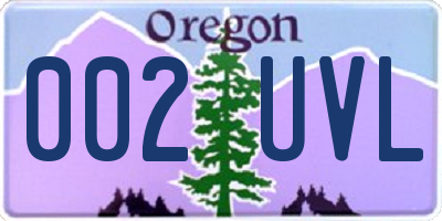 OR license plate 002UVL