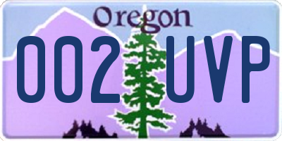 OR license plate 002UVP