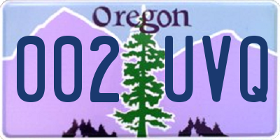 OR license plate 002UVQ