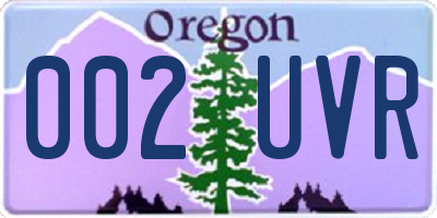 OR license plate 002UVR