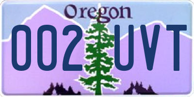 OR license plate 002UVT